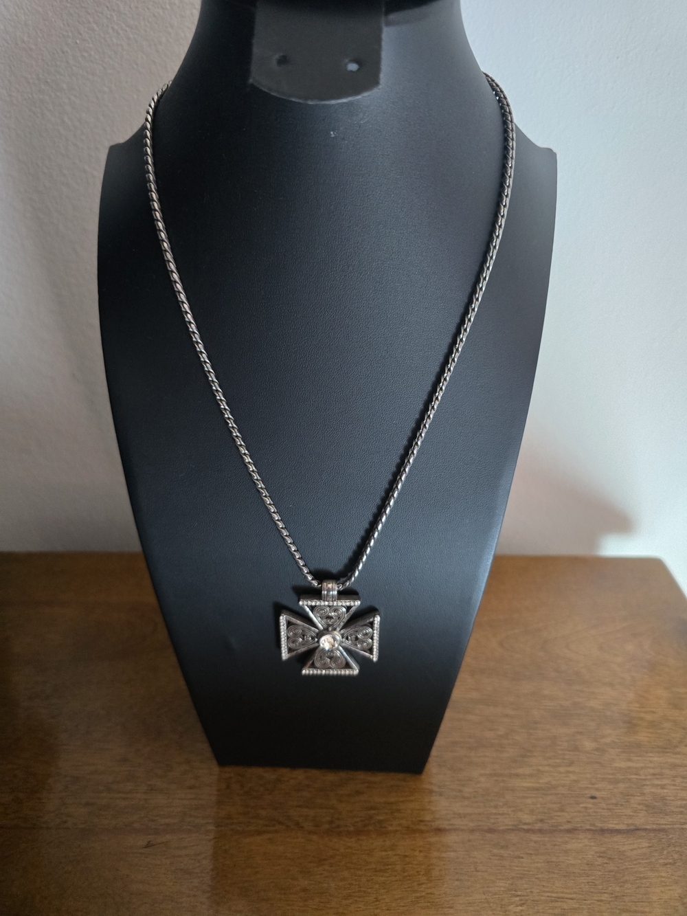 Brighton Black and Silver Cross Pendant Necklace